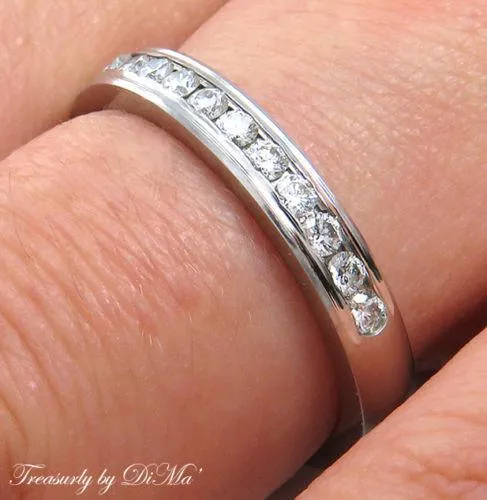 0.25CT SOLID PLATINUM ROUND DIAMOND WEDDING ANNIVERSARY BAND RING COMFORT FIT