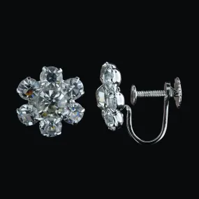 1928 Jewelry Austrian Crystal Six Petal Flower Screw Back Clip On Earrings