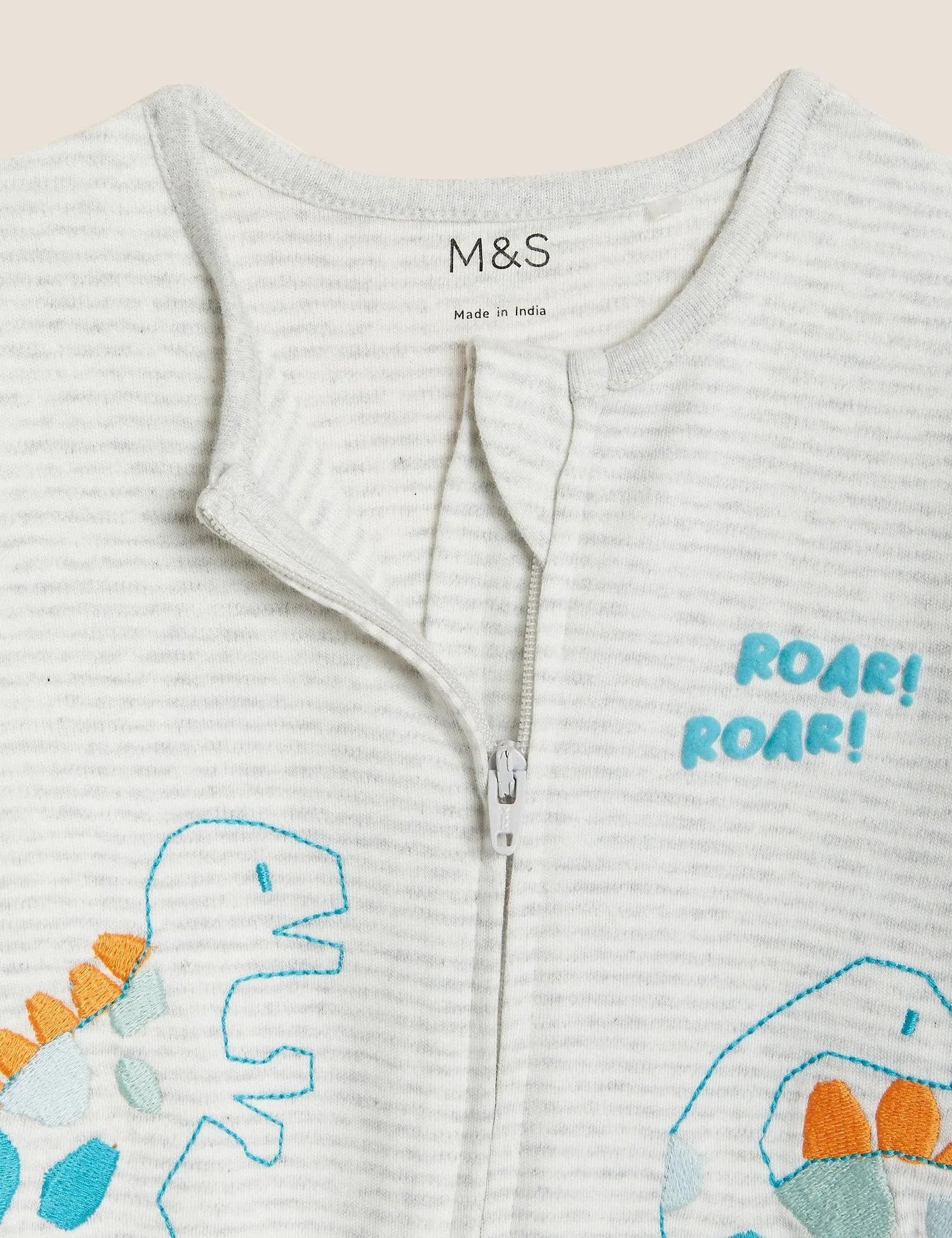 2pk Pure Cotton Dinosaur Sleepsuits