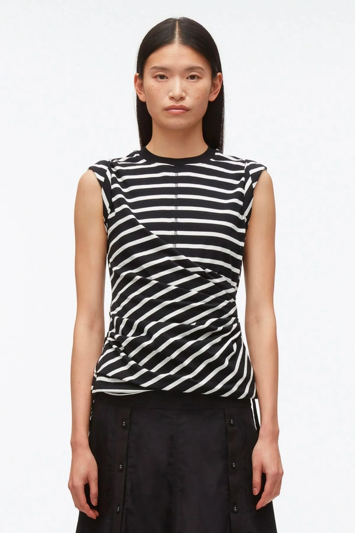 3.1 Phillip Lim Twisted Stripe Tank - Black Multi Stripe