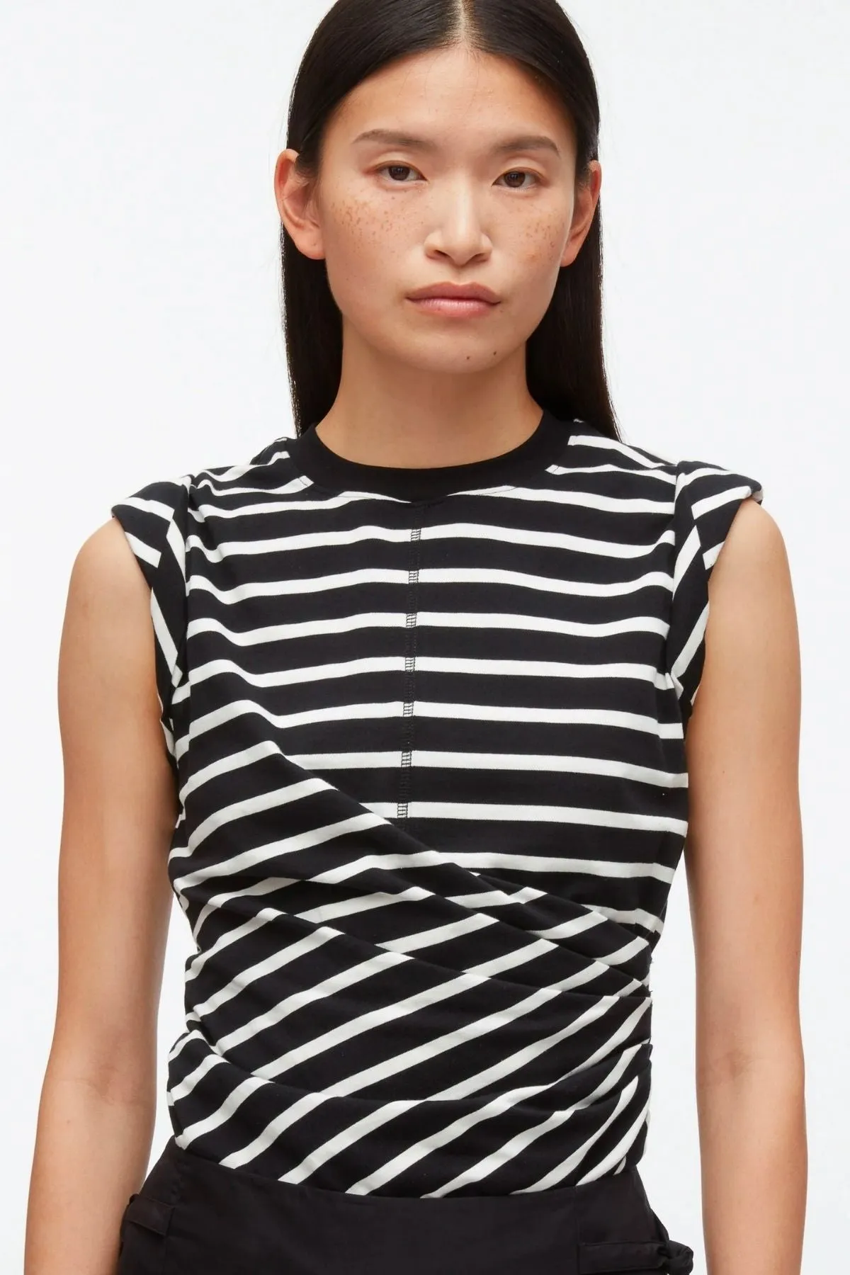 3.1 Phillip Lim Twisted Stripe Tank - Black Multi Stripe