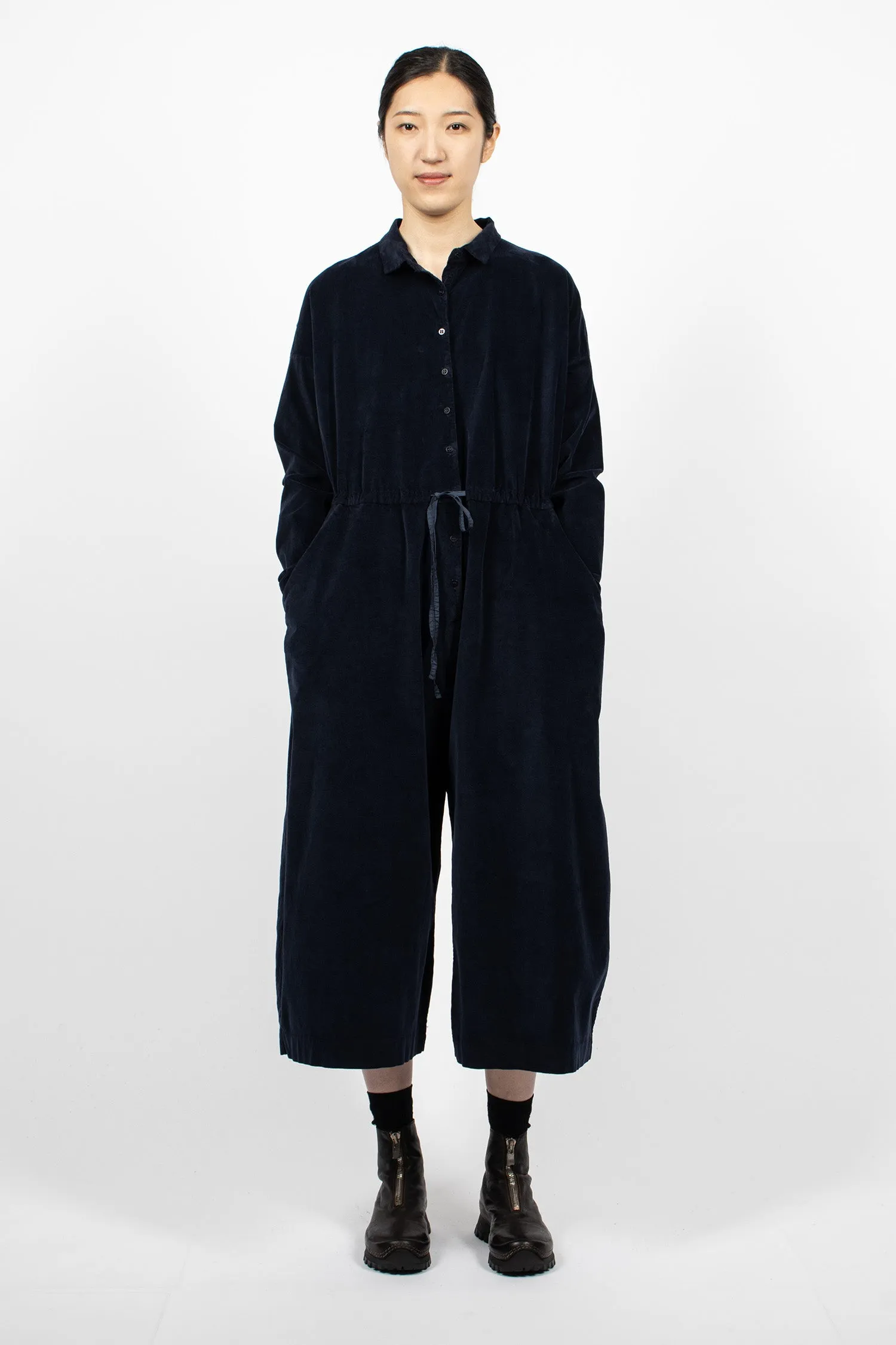 60_06 Velvet Oversized Collar Jumpsuit Ink