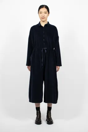 60_06 Velvet Oversized Collar Jumpsuit Ink