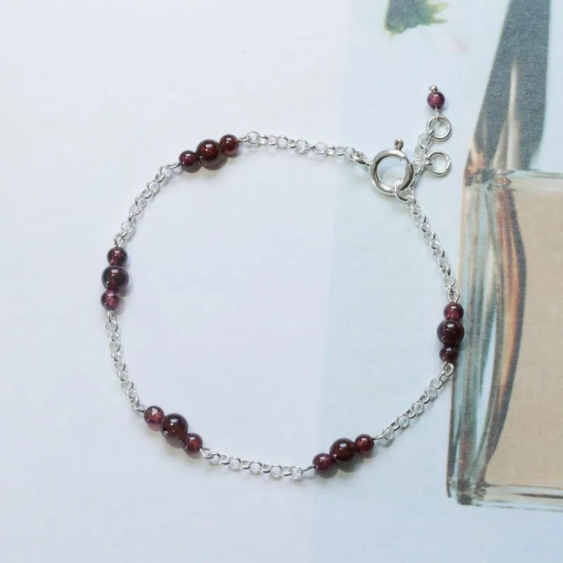 925 Silver Garnet Bracelet - January Birthstone Gift for Her