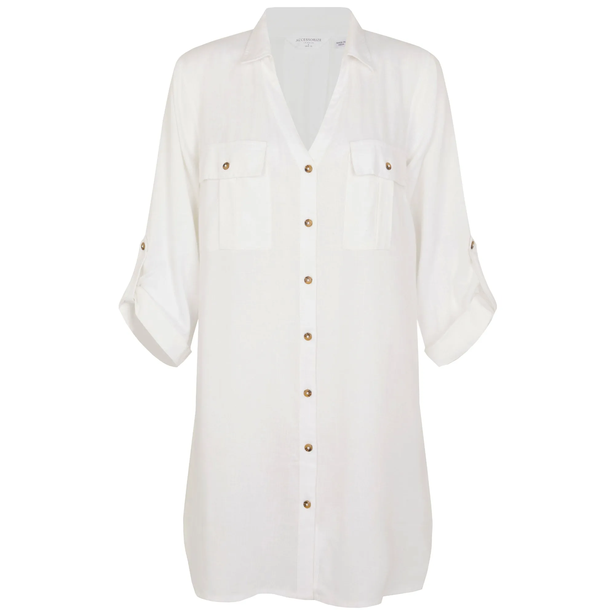 Accessorize London Women's White Long Sleeve Beach Shirt Large