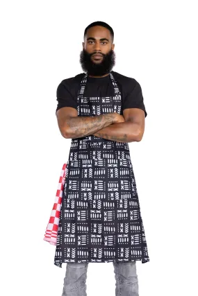 African print Apron - Black Bogolan