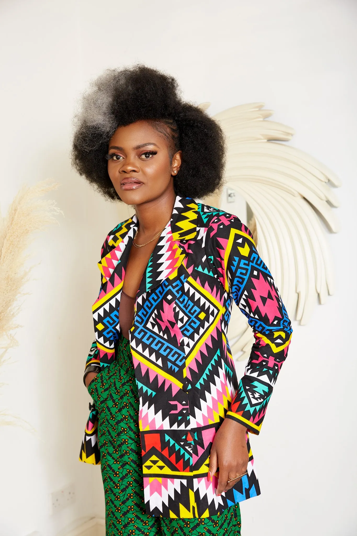 African Print Cotton Blazer – Lily