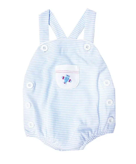 Airplanes Striped Baby Boy Pima Cotton Romper