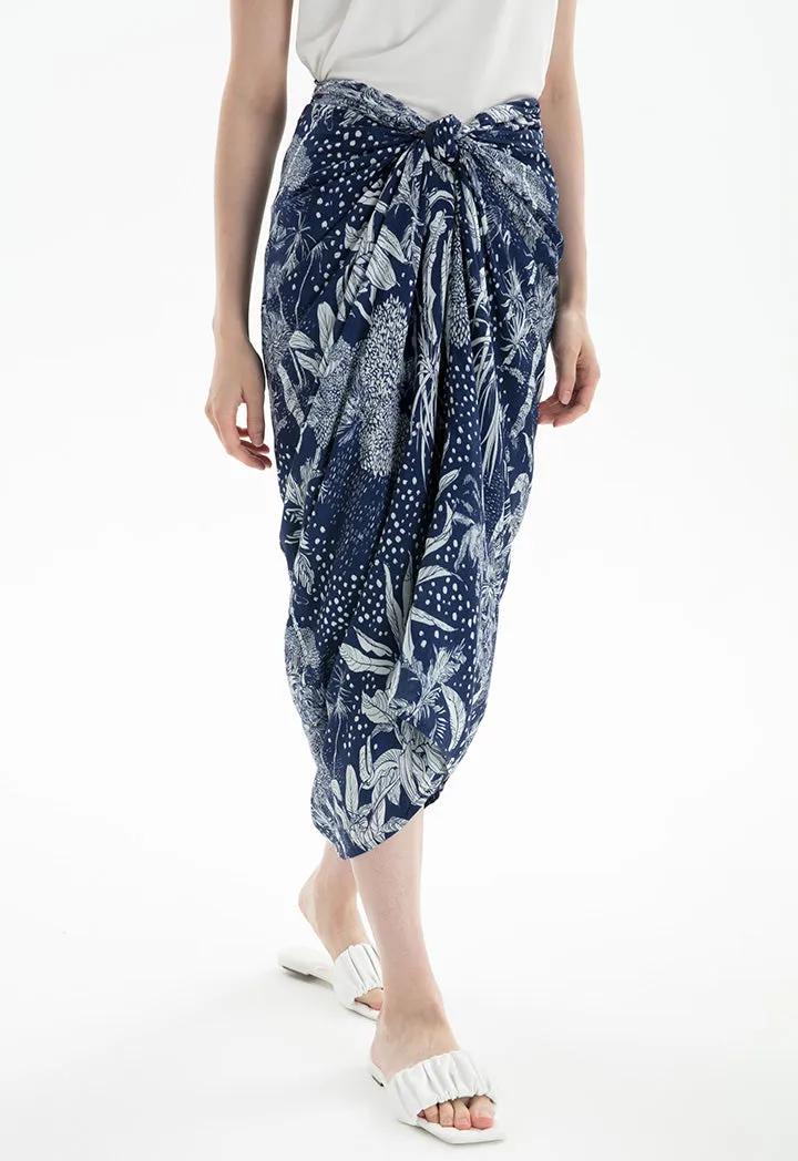 Allover Printed Wrap Tie Skirt