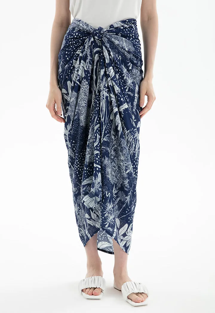 Allover Printed Wrap Tie Skirt