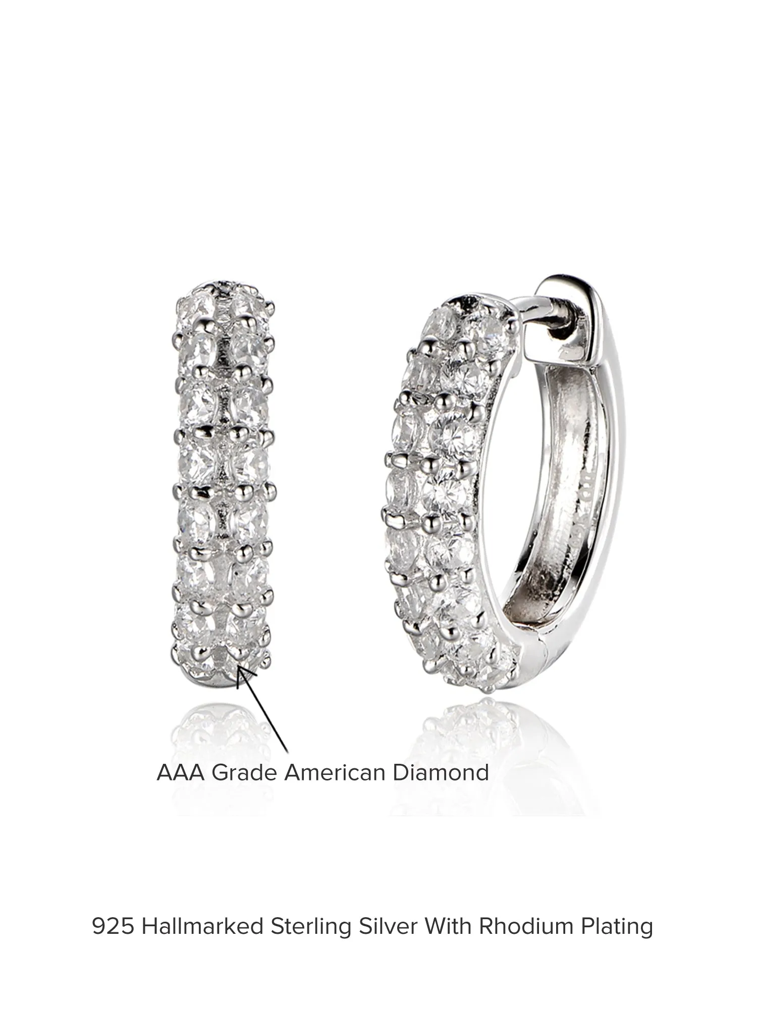 American Diamond Bali Earrings For Her In 925 Silver