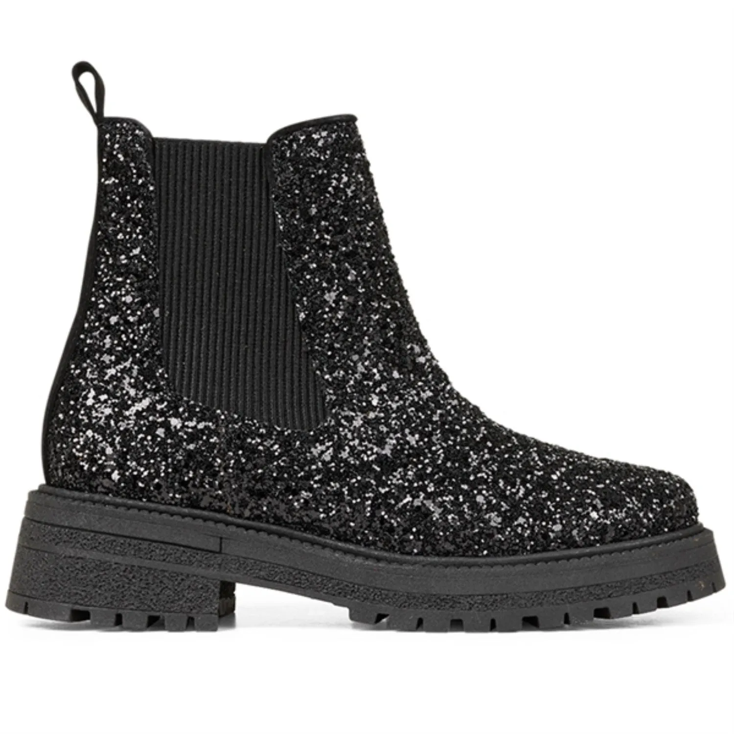 Angulus Black Glitter/Black/Black Glitter Chelsea Boot På Trackål