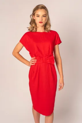 Aurelie Red Linen Dress