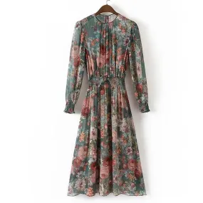 Autumn Women Vintage Printed Dress