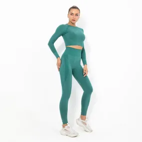 Autumn Yoga set Women Gym Clothes Seamless Fitness Sportswear Tracksuit Long Sleeve Shirts Leggings Workout Clothing Outfits