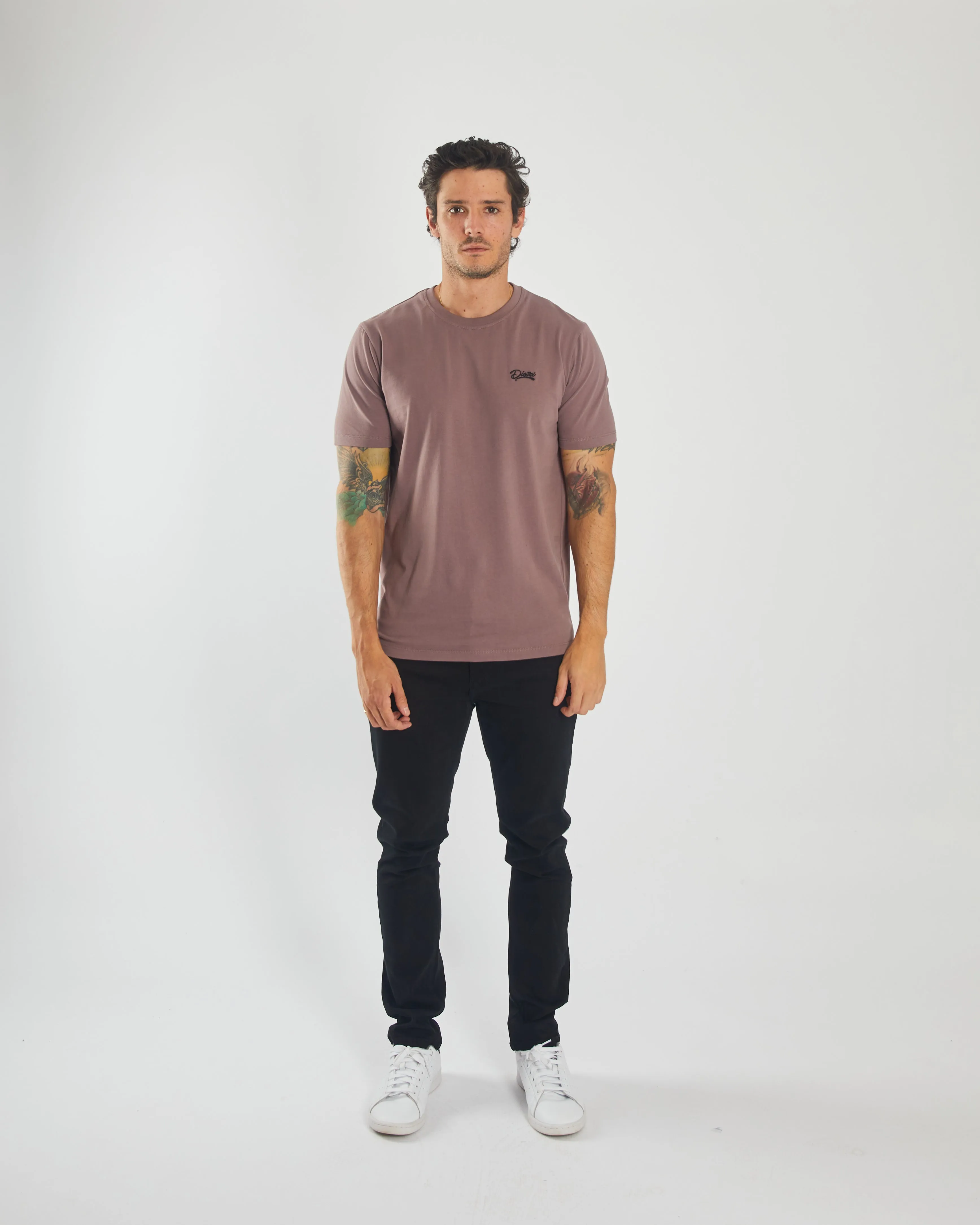 Basic Caden O Neck Tee Faded Plum