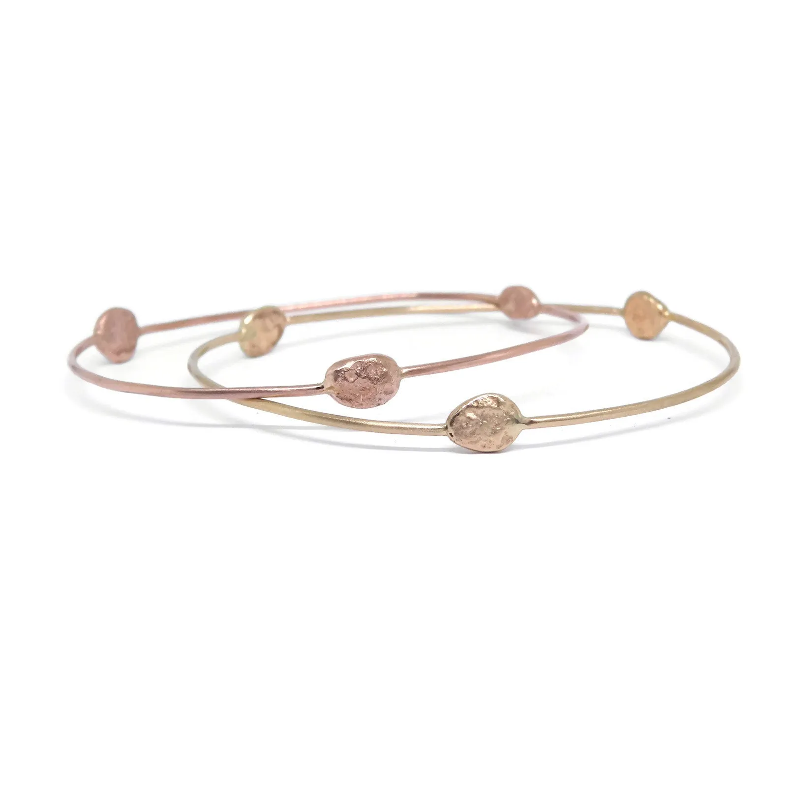 Beach Rock Bangle Bracelet- 14k Rose or Yellow Gold