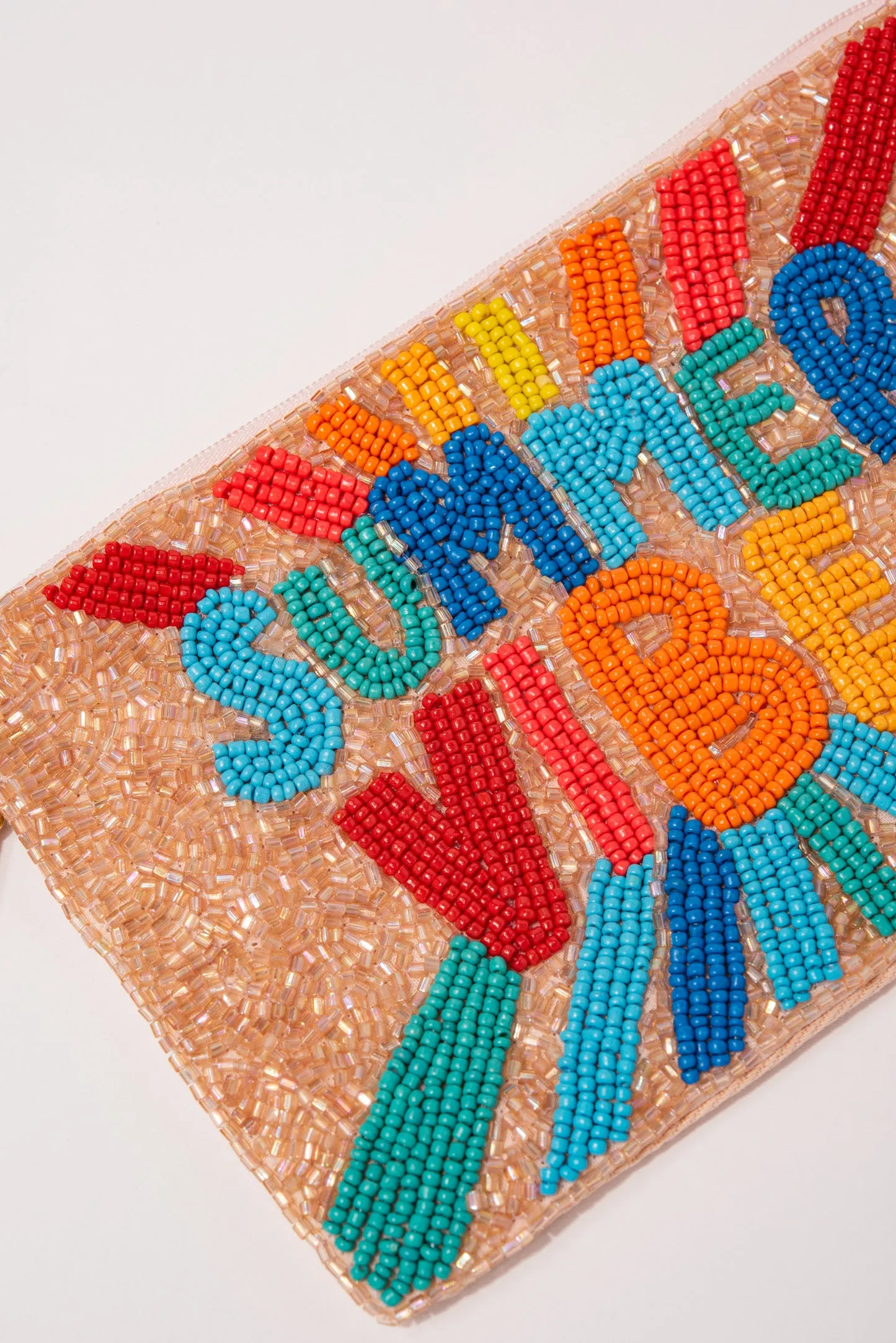 Bella "Summer Vibes" Beaded Wristlet - Peach