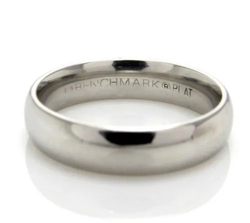 Benchmark 5 MM Solid Platinum 950 Plain Wedding Band Ring size 7 COMFORT FIT