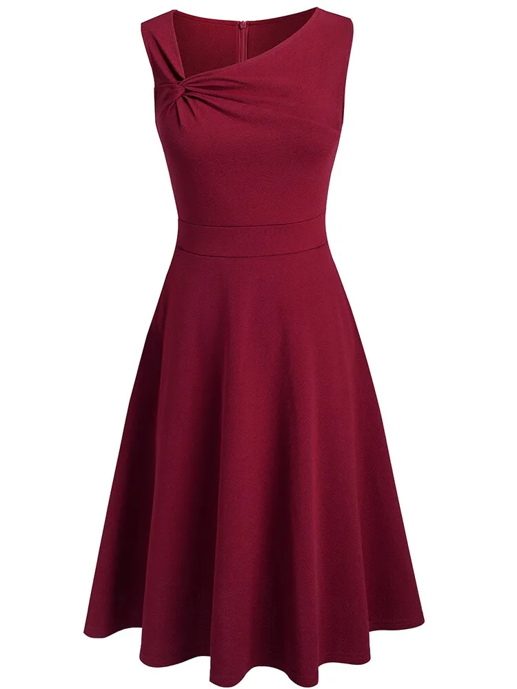 BerriesJam - 2024 Sleeveless Cocktail Wedding Party Vintage Swing Flare Dress