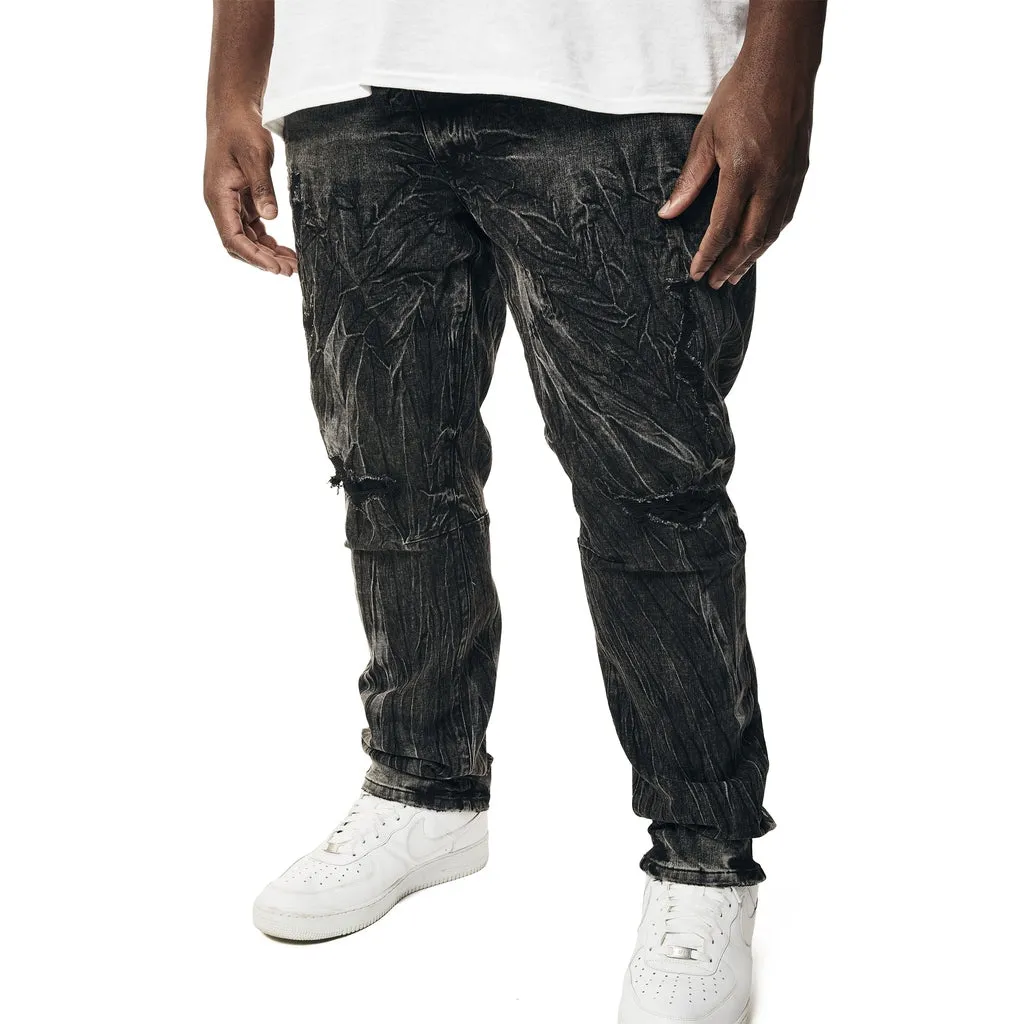 Big and Tall - Rooting Effect Denim Jeans - Black Matrix