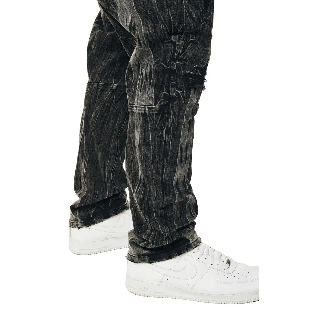 Big and Tall - Rooting Effect Denim Jeans - Black Matrix