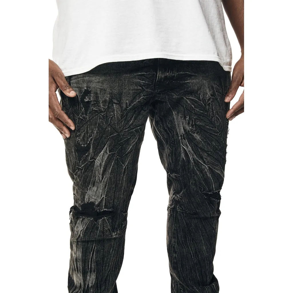 Big and Tall - Rooting Effect Denim Jeans - Black Matrix