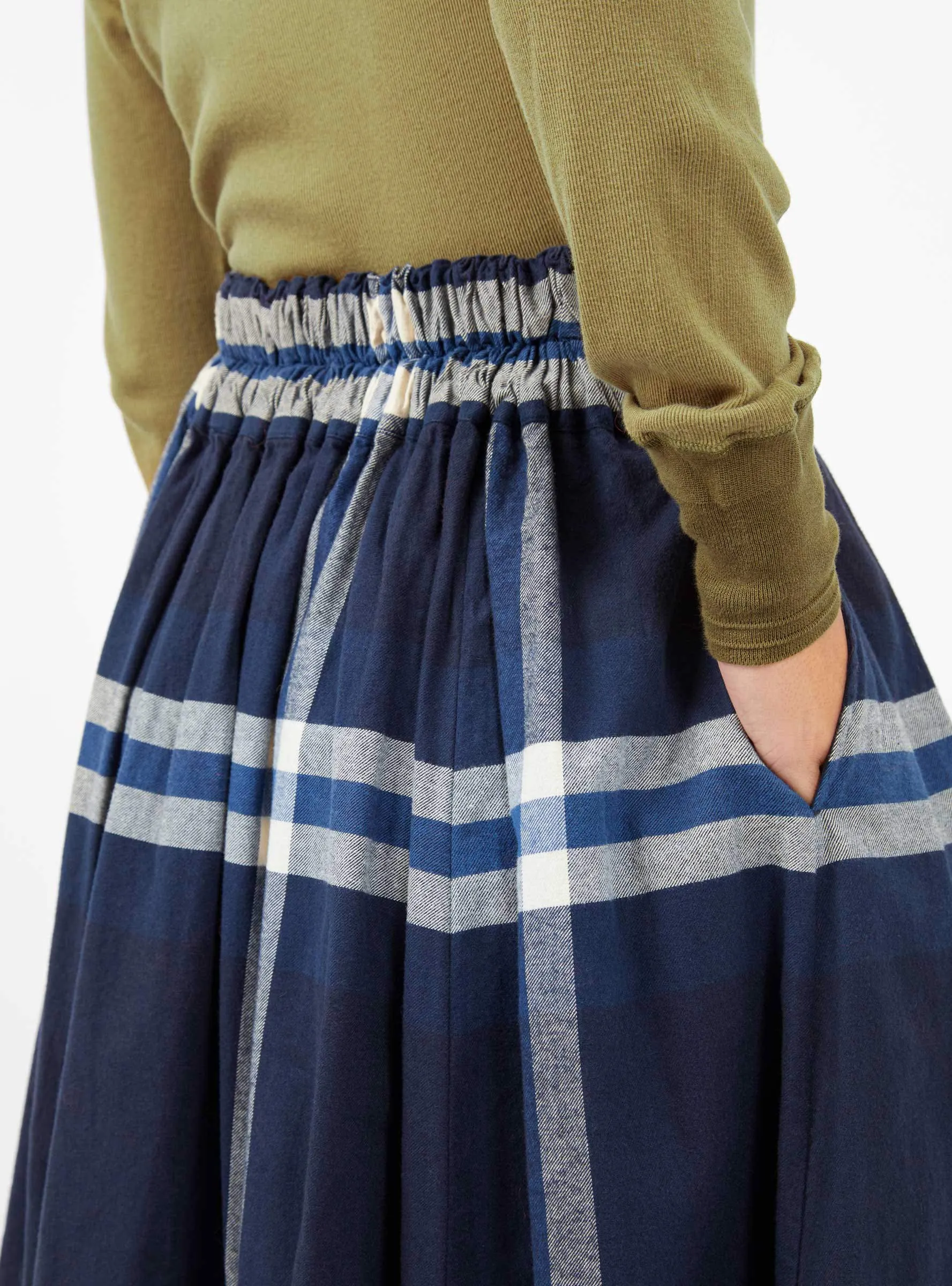 Big Tartan Check Skirt Navy