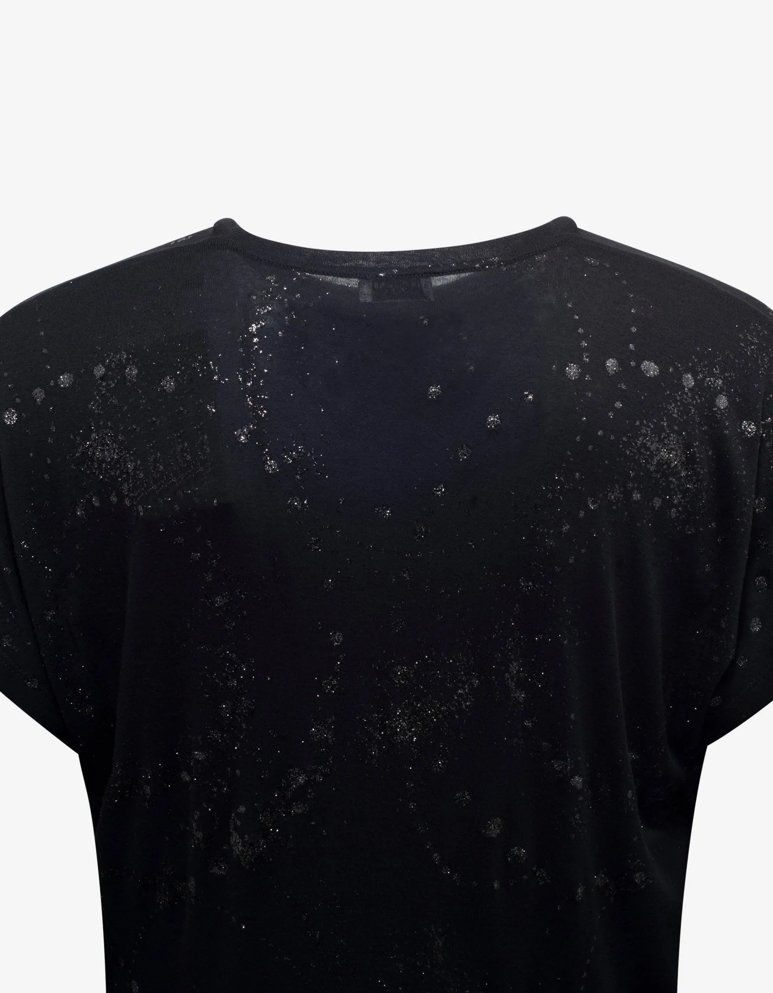 Black Glitter Detail T-Shirt -