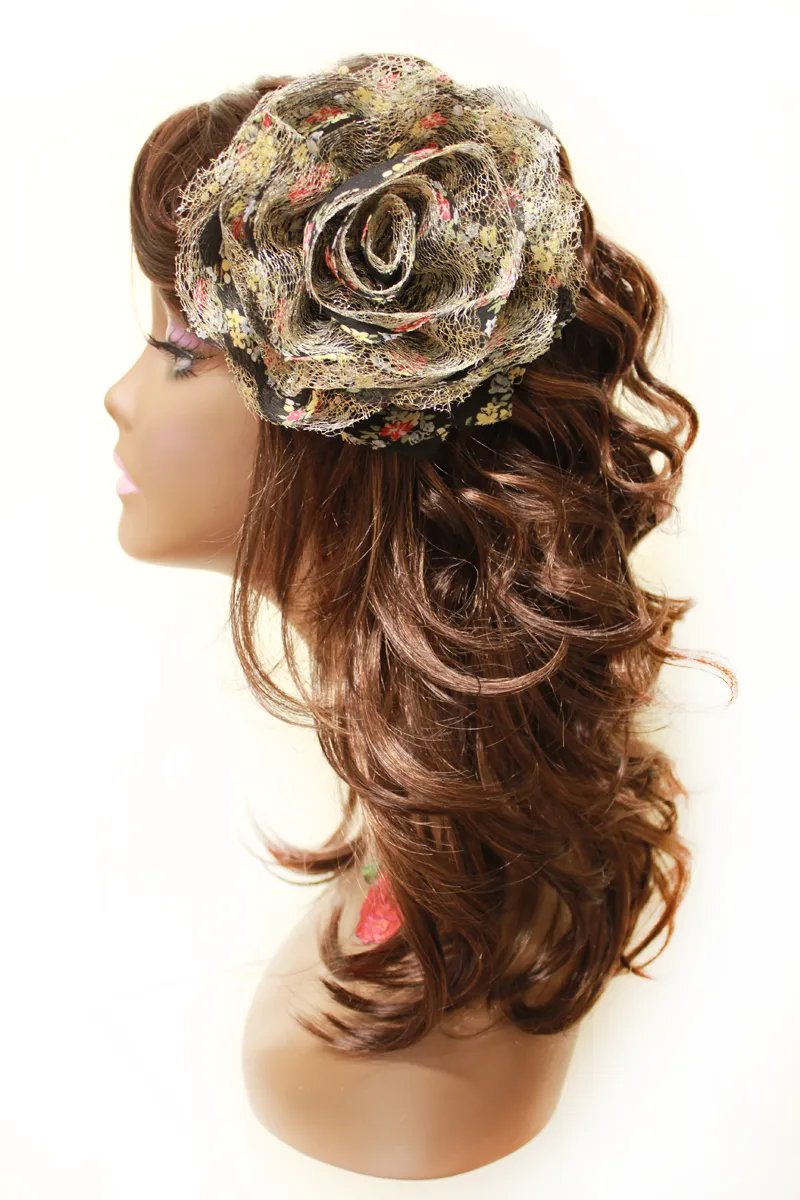 Black Golden Big Flower Cossage Headpiece