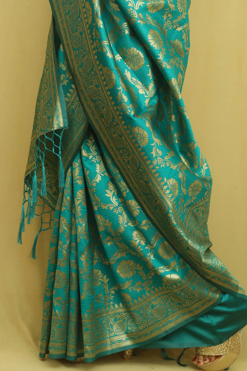 Blue Banarasi Cotton Silk Saree