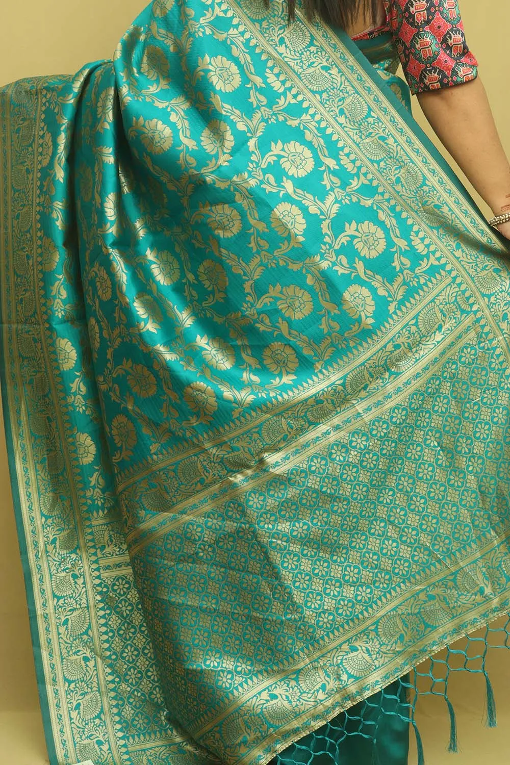 Blue Banarasi Cotton Silk Saree