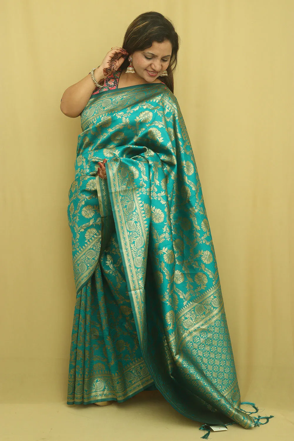 Blue Banarasi Cotton Silk Saree