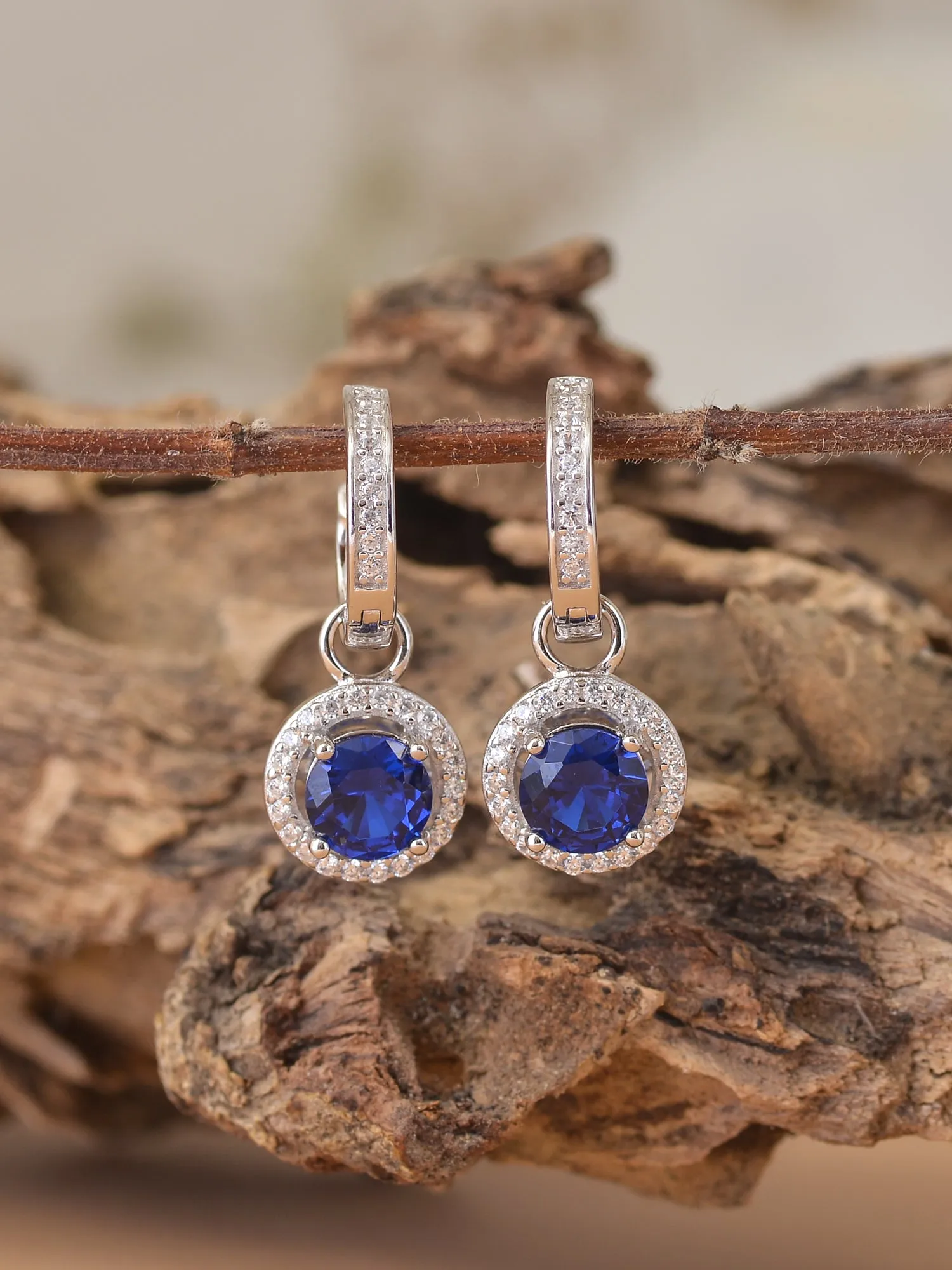 Blue Sapphire Dangling Drop Earrings