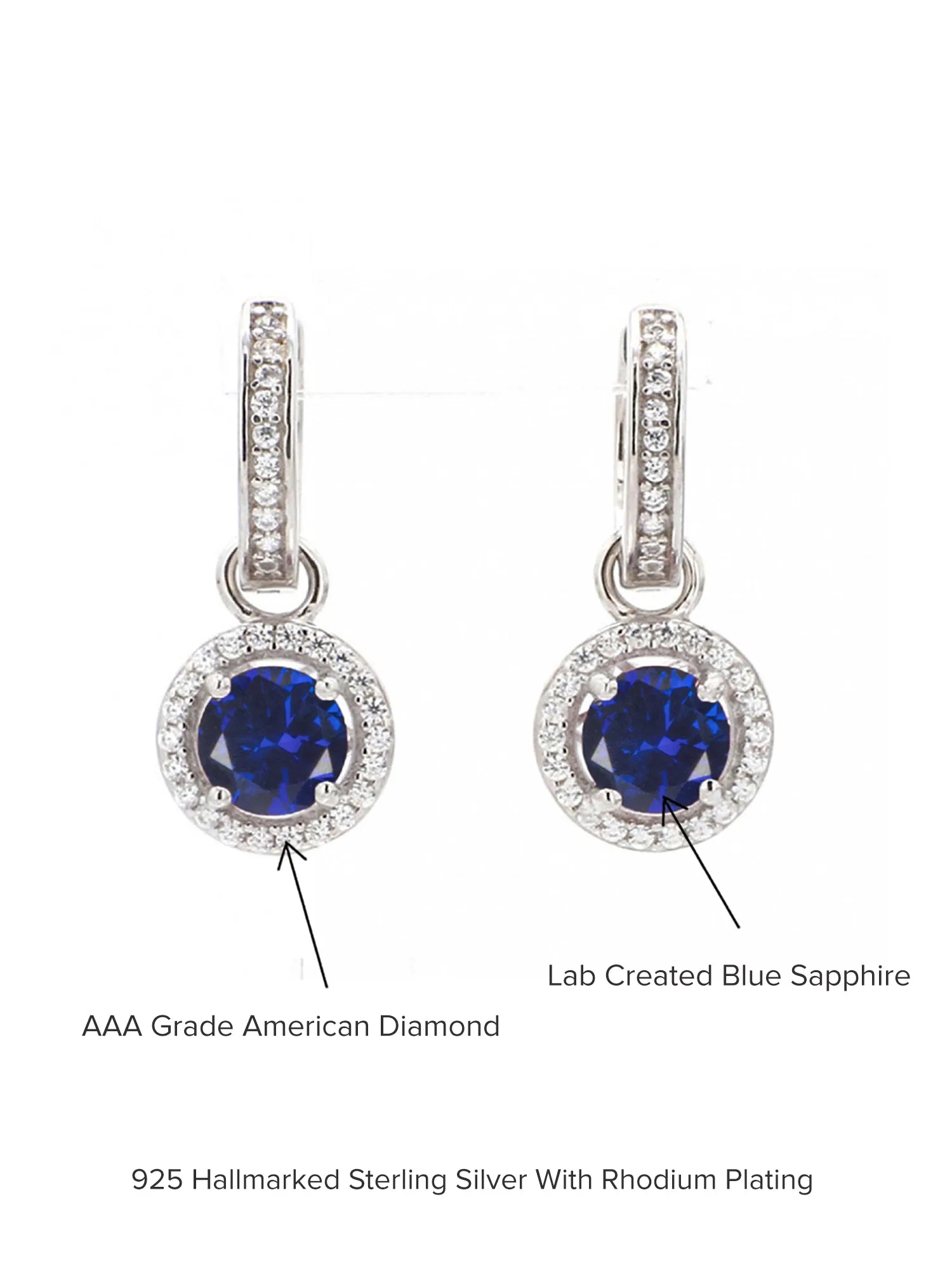 Blue Sapphire Dangling Drop Earrings