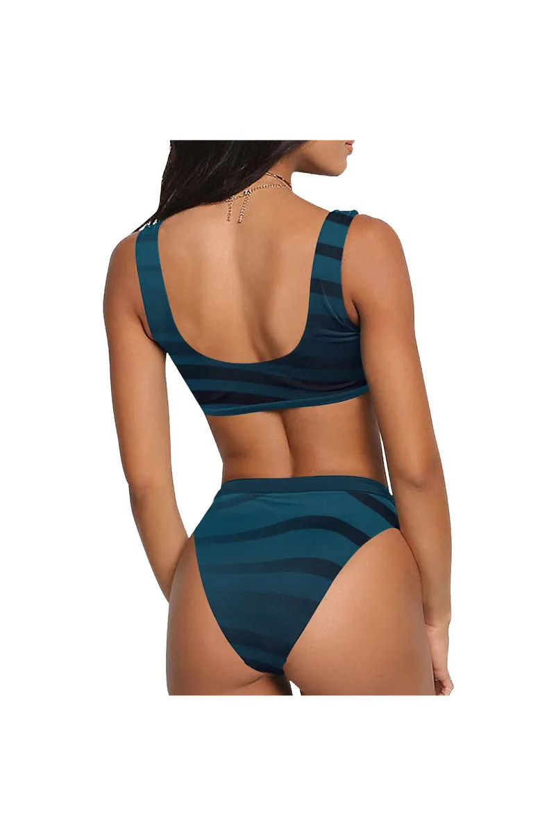 Blue Tiburon Sport Top & High-Waisted Bikini Swimsuit