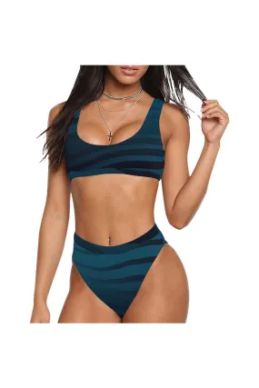 Blue Tiburon Sport Top & High-Waisted Bikini Swimsuit