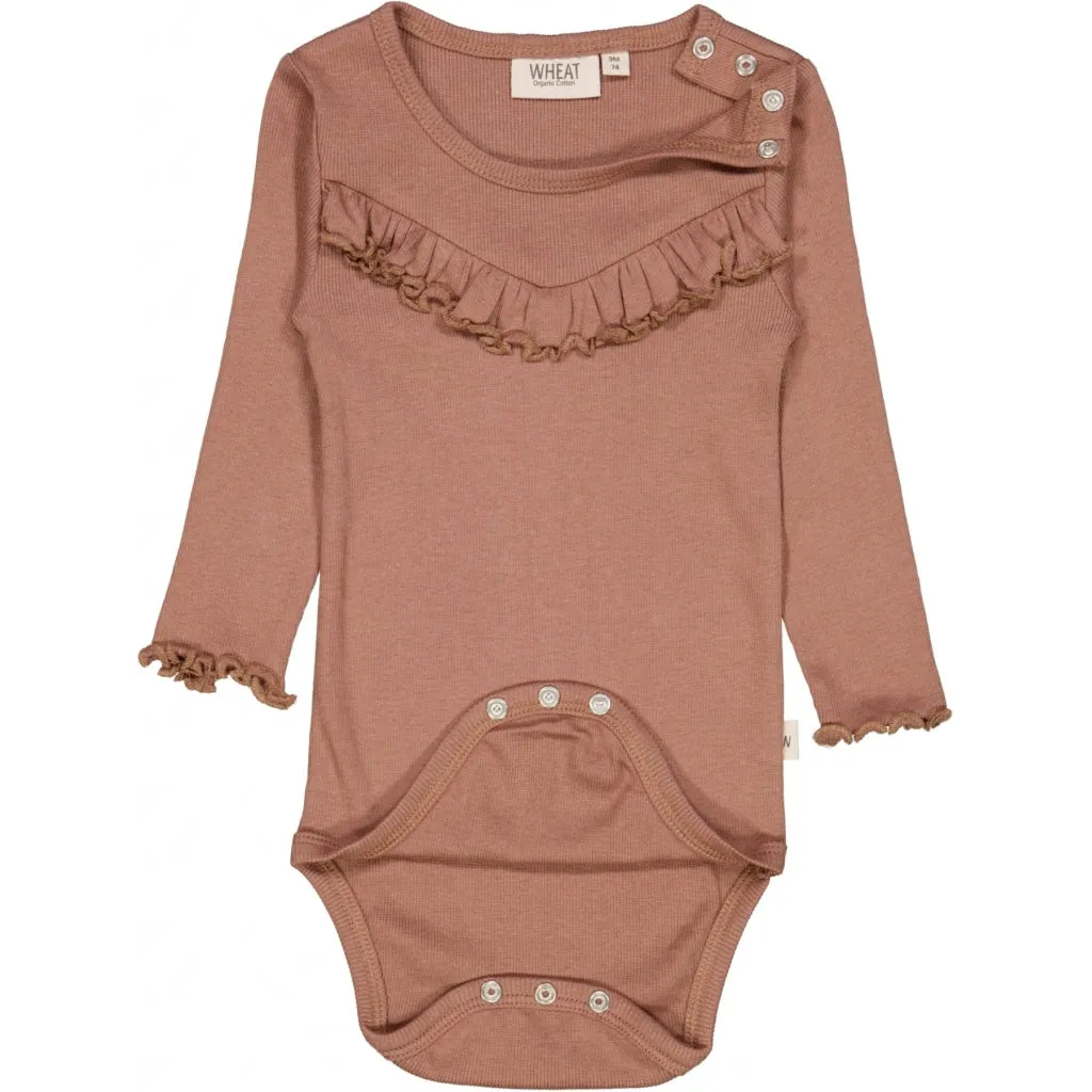 Body Rib Ruffle LS - vintage rose