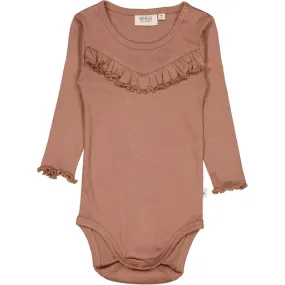 Body Rib Ruffle LS - vintage rose