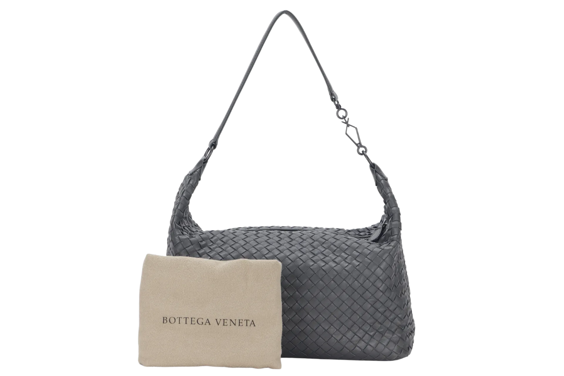 BOTTEGA VENETA BLACK COLOR CALF LEATHER HOBO BAG B04720767J WITH DUST COVER