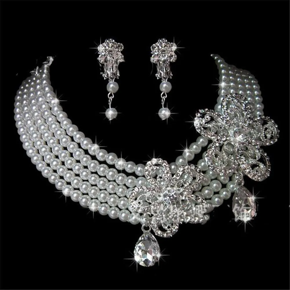 Bridal Necklace Jewelry Earring Wedding Jewelry Set For Bride Women