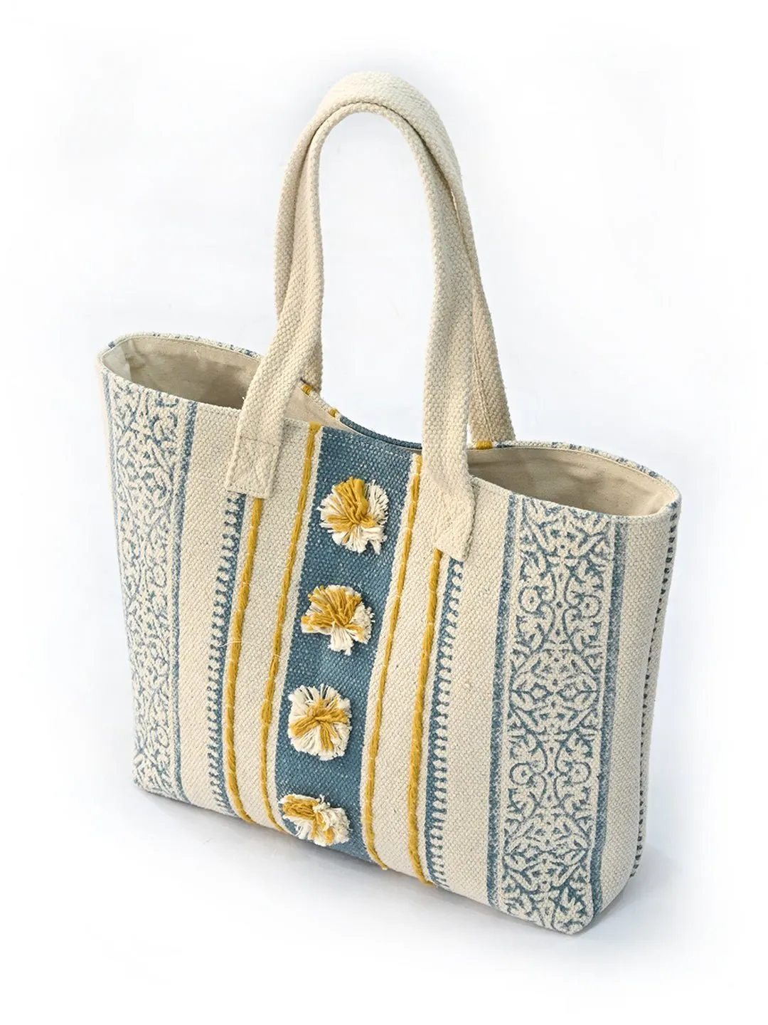 BRISK - HAND BLOCK COTTON PRINTED TOTE BAG