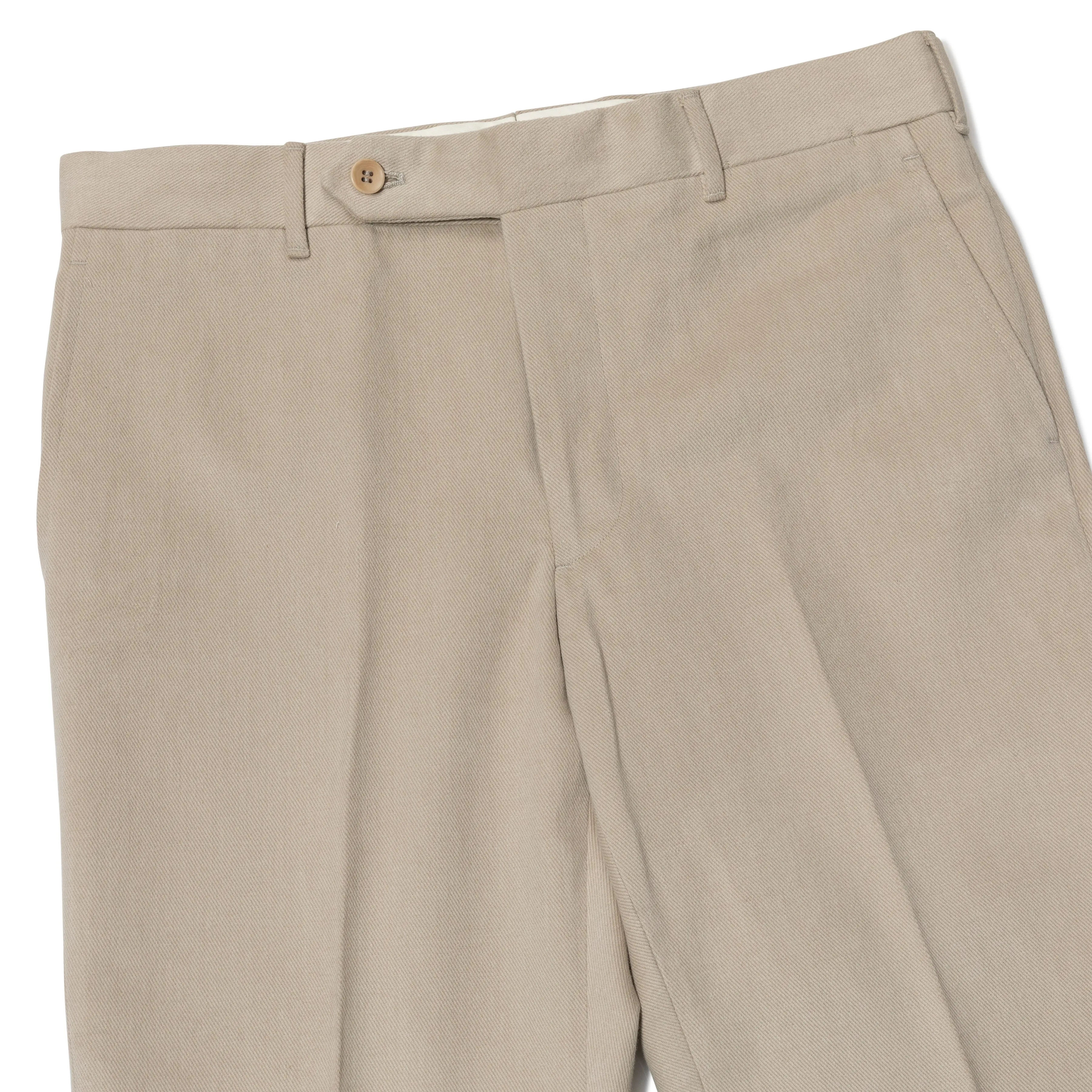 Brushed Cotton Flat-front Trousers