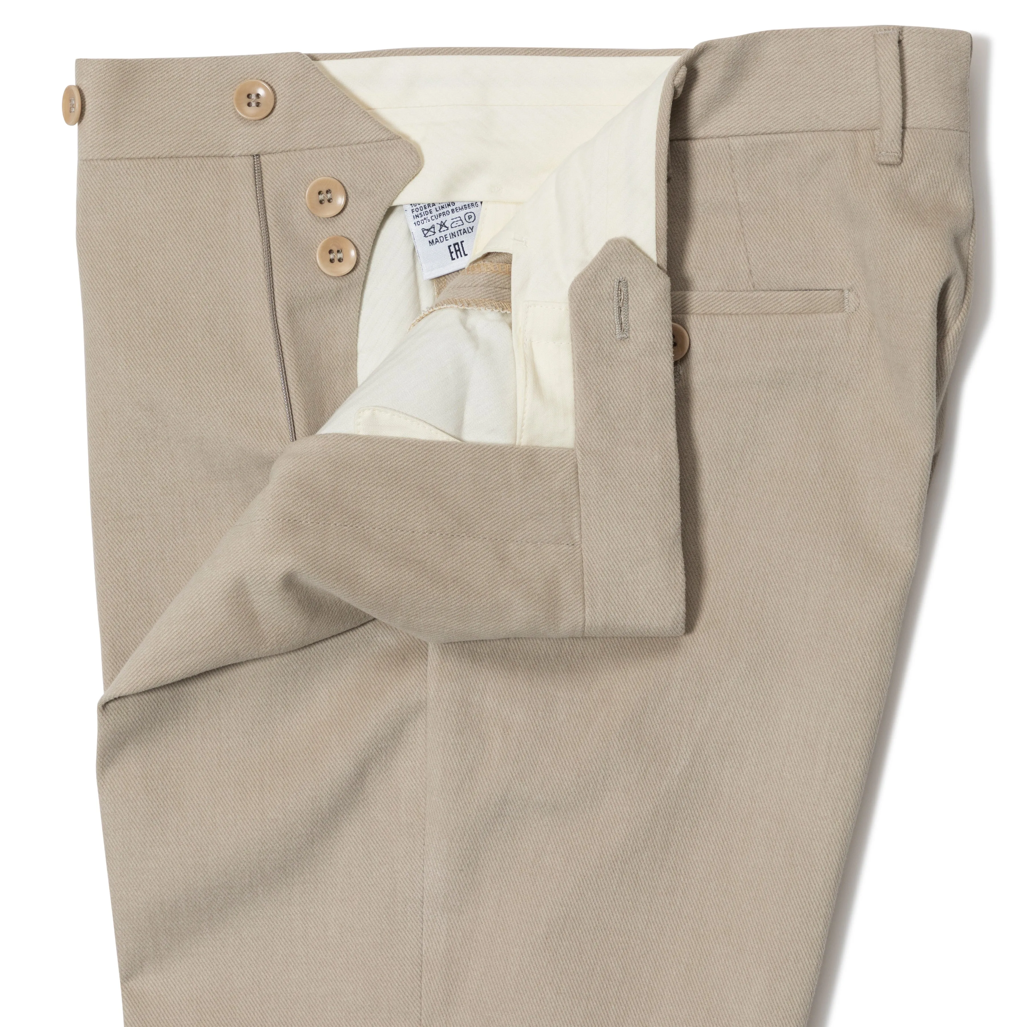 Brushed Cotton Flat-front Trousers