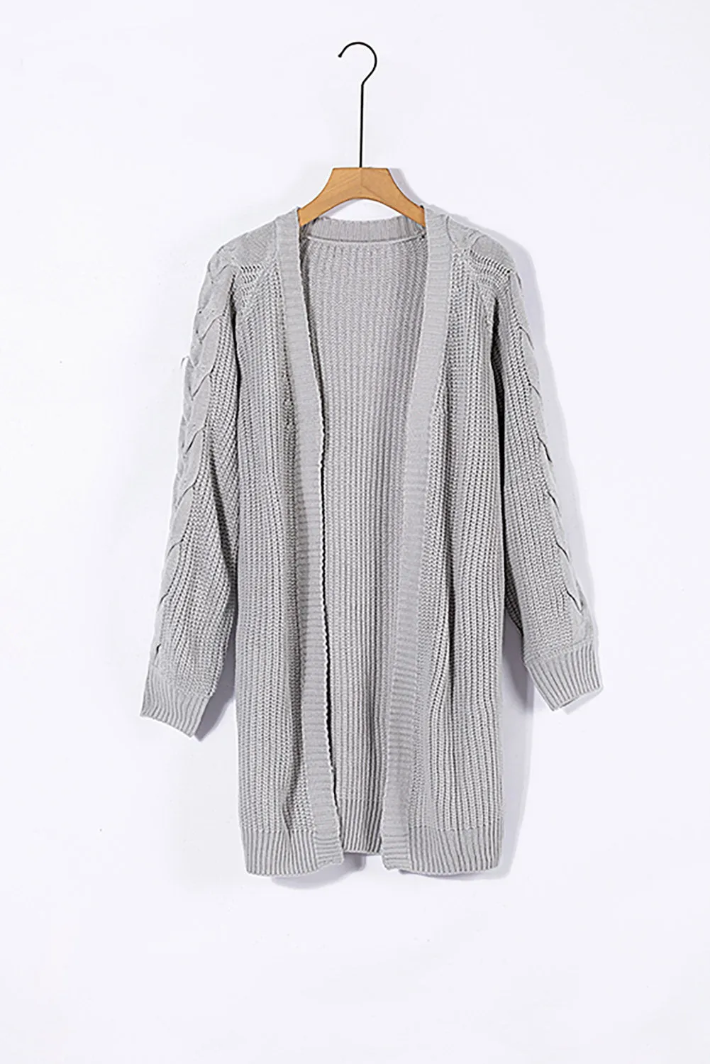 Cable Sleeve Long Cardigan