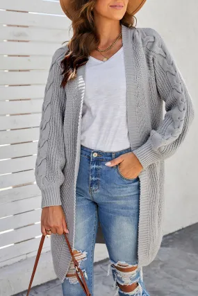 Cable Sleeve Long Cardigan