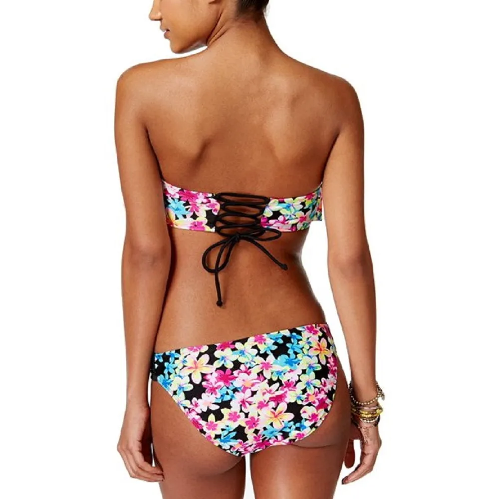 California Waves Junior's Summer of Love Printed Hipster Bikini Bottom, Multi, Large