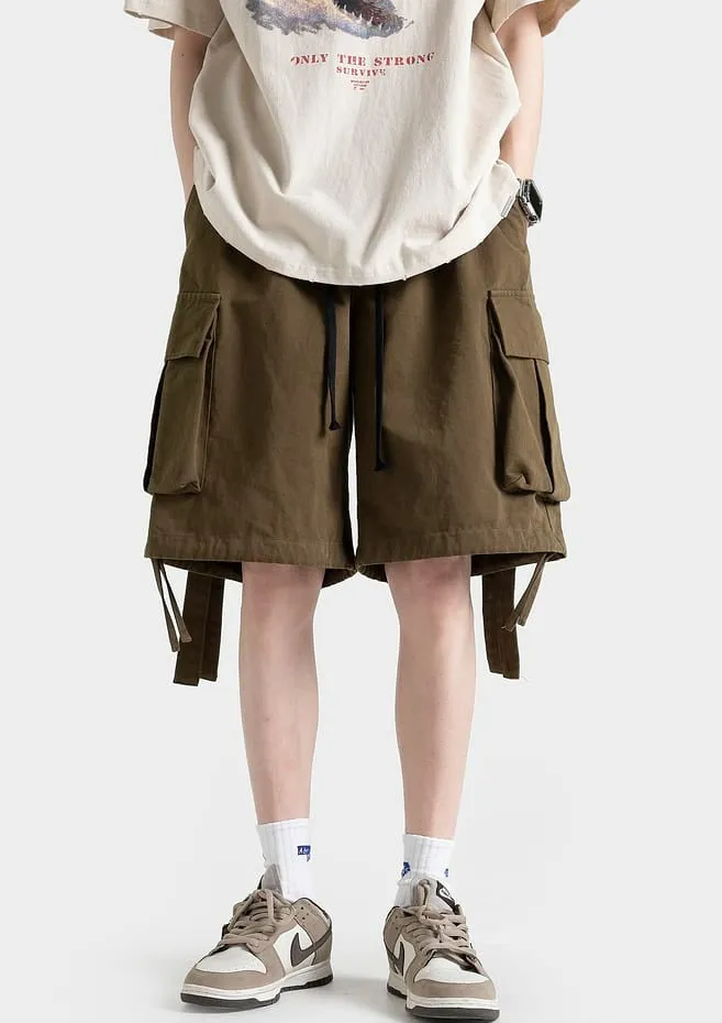 Cargo Pocketed Raver Shorts with Straps