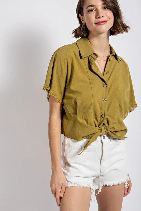 Catskills Front Tie Top - Army Green