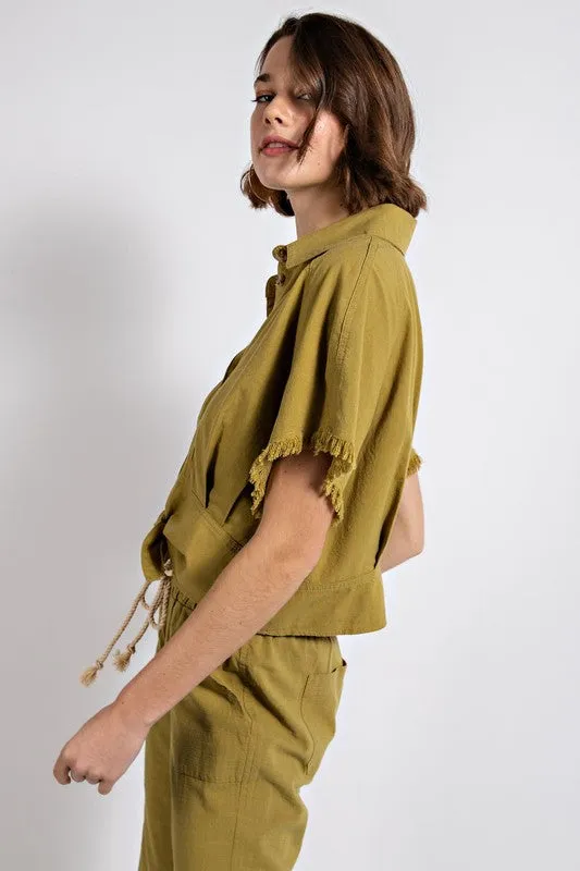 Catskills Front Tie Top - Army Green